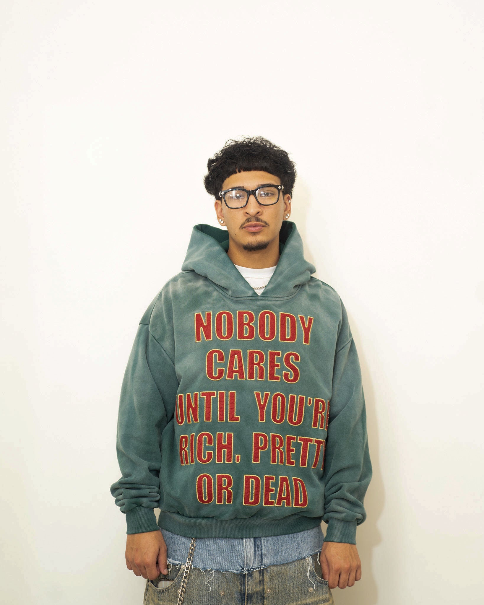 "Nobody cares" Green hoodie