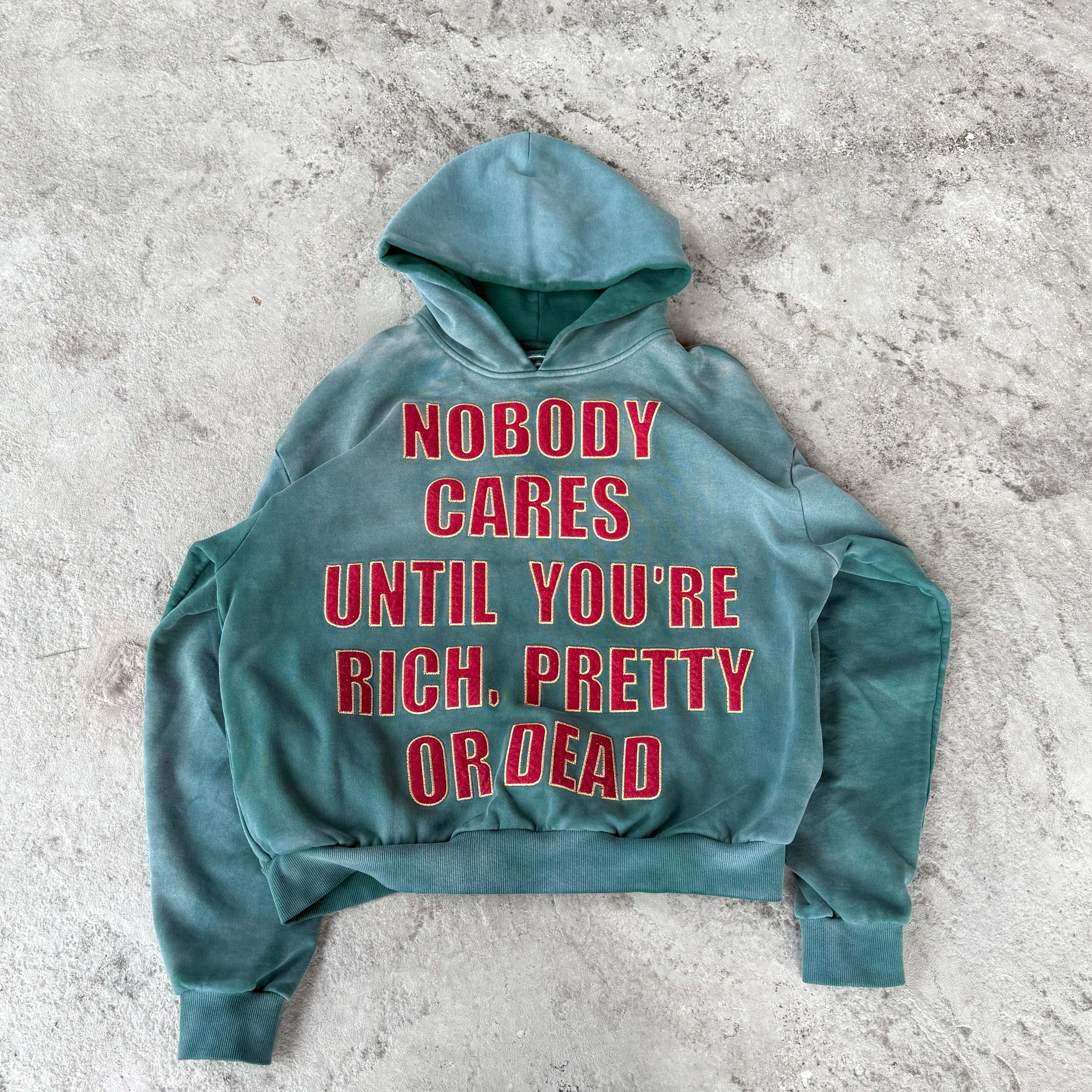 "Nobody cares" Green hoodie