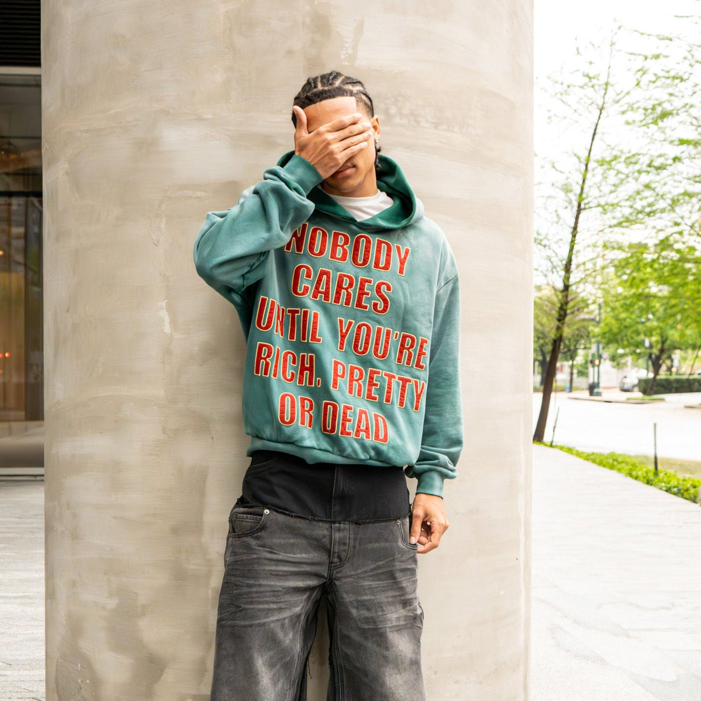 "Nobody cares" Green hoodie