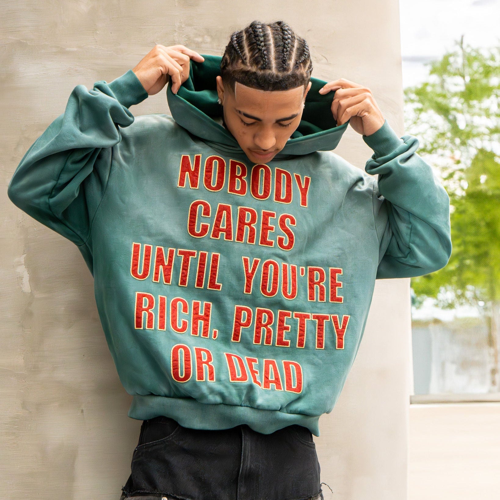"Nobody cares" Green hoodie