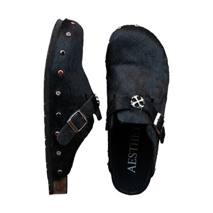 BLACK RHINESTONE CLOGS